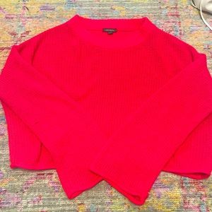 Hot Pink Bell Sleeve Sweater Cropped